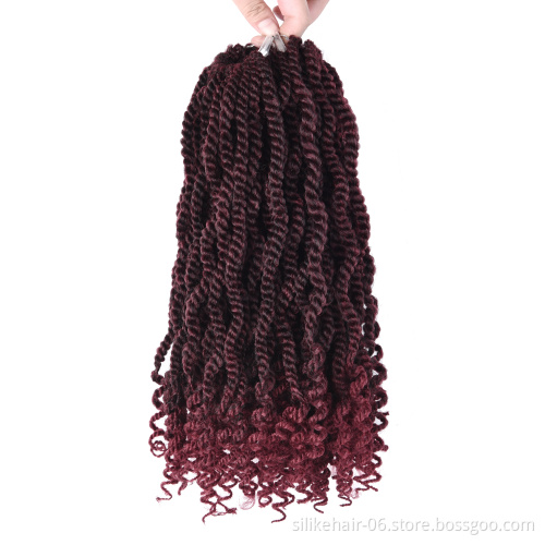 12 Inch Ombre Red Senegalese Twist Hair for Black Women Kinky Curly Twist Crochet Braiding Hair Synthetic Hair Extensions